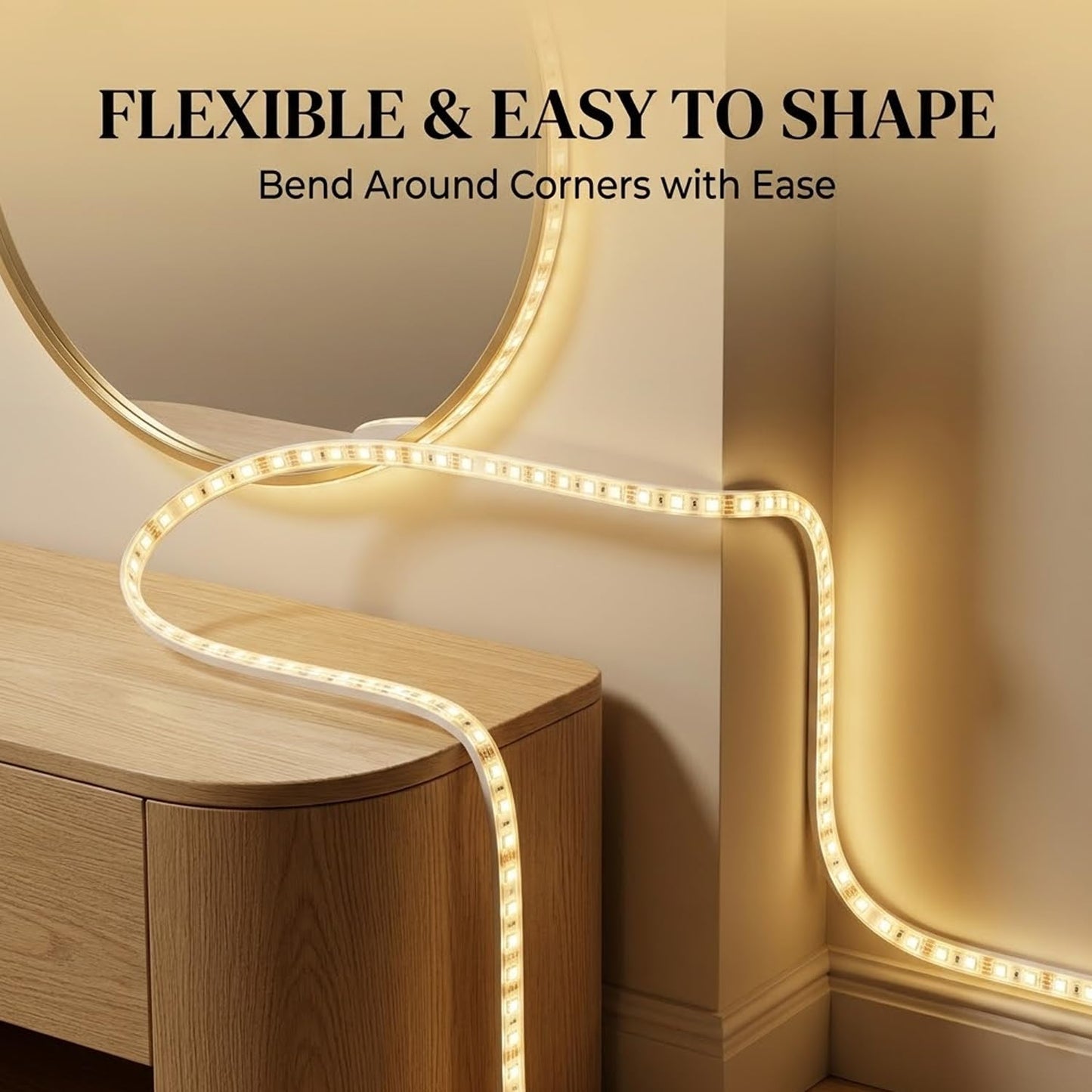 DECOVAA 10M LED Strip Light with Direct Plug, 240 LEDs Per Meter Flexible Decorative Rope Light for Bedroom Decoration, False Ceiling, TV Backlight, Mirror, Wall, Home Decor