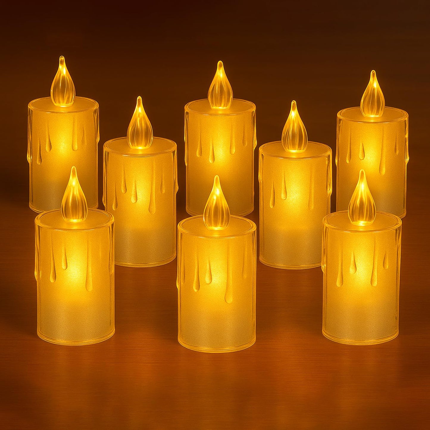EYUVAA Crystal LED Tealight Candles| Smokeless Candle| Battery Operated Flickering Tea Lights, Electric Decorative Diyas for Diwali, Wedding, Christmas, Gifting & Home Decoration