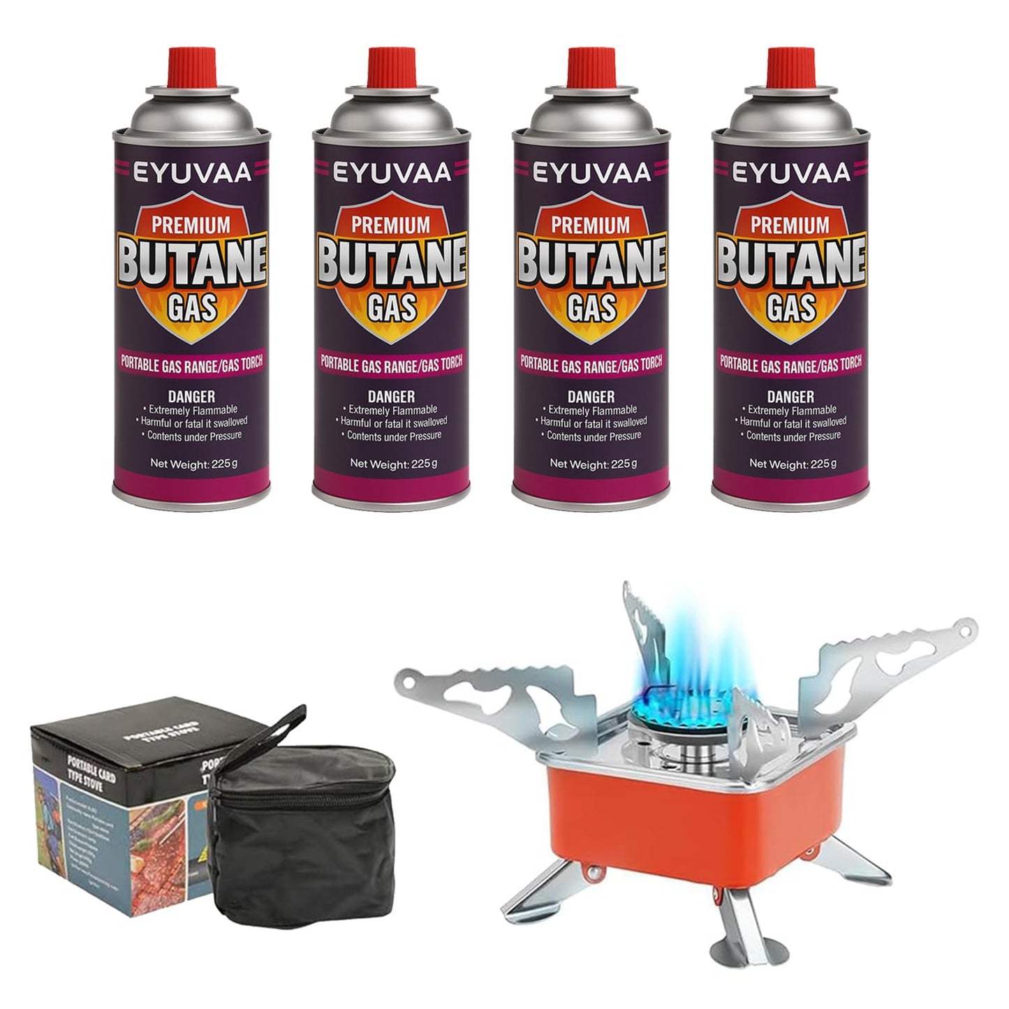 EYUVAA Alloy Steel Portable Gas Stove for Travel with Butane Gas Cylinder, Folding Furnace Outdoor Camping Stove, Lightweight Gas Burner