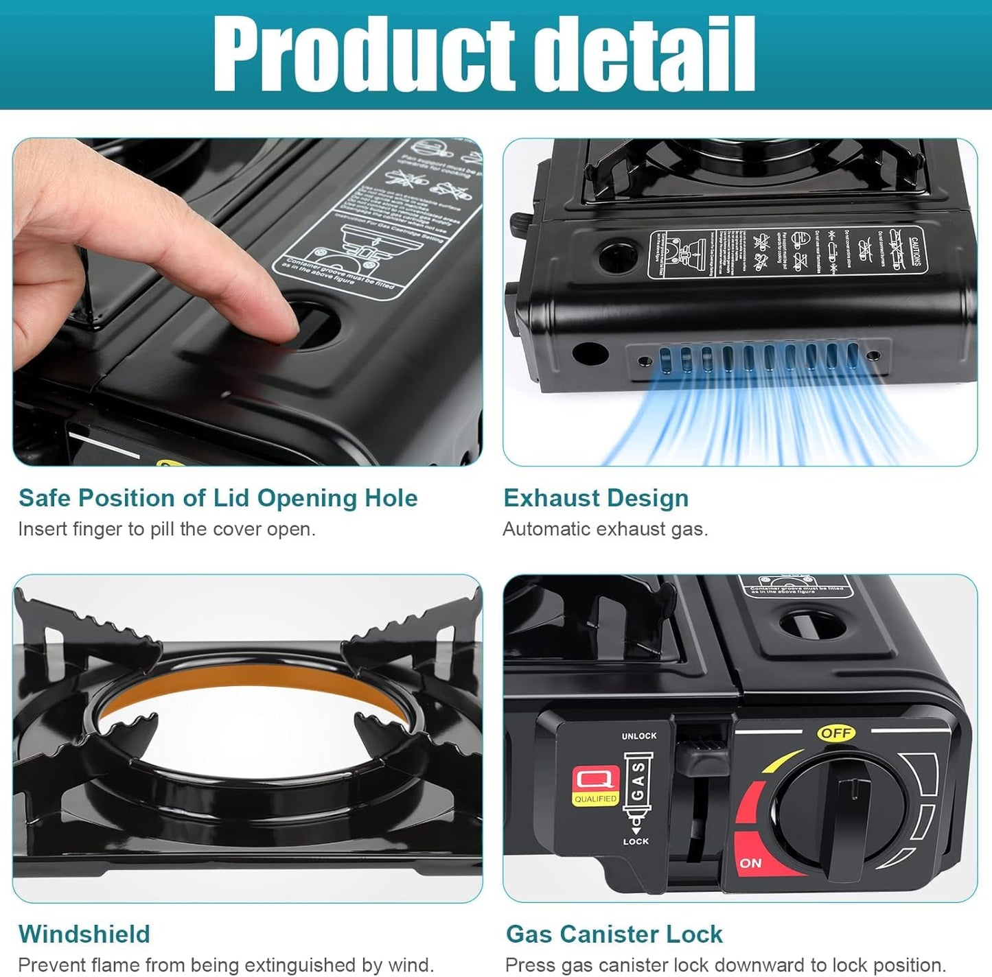 EYUVAA Portable Camping Stove with Butane Gas Cylinder, Lightweight Gas Burner with Carrying Case for Outdoor, Hiking, Trekking & Outdoor Travel