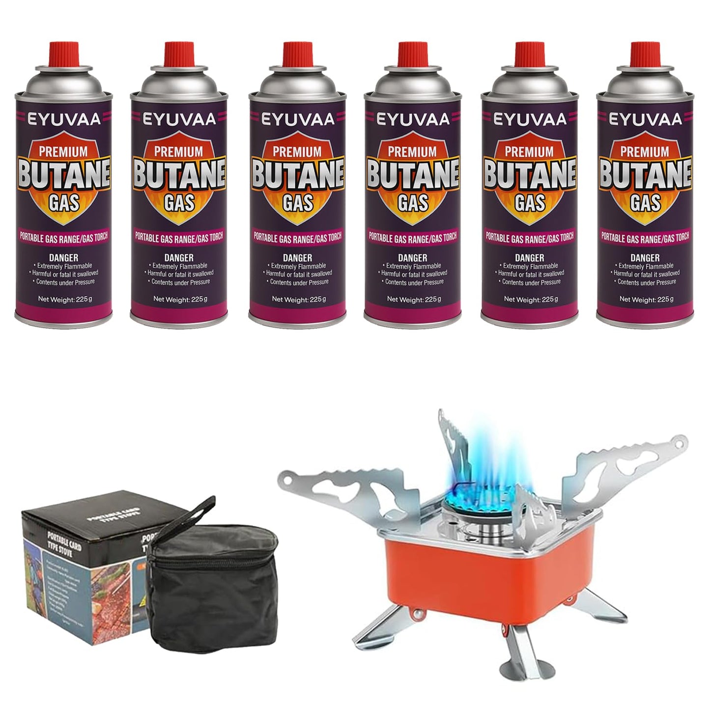 EYUVAA Alloy Steel Portable Gas Stove for Travel with Butane Gas Cylinder, Folding Furnace Outdoor Camping Stove, Lightweight Gas Burner