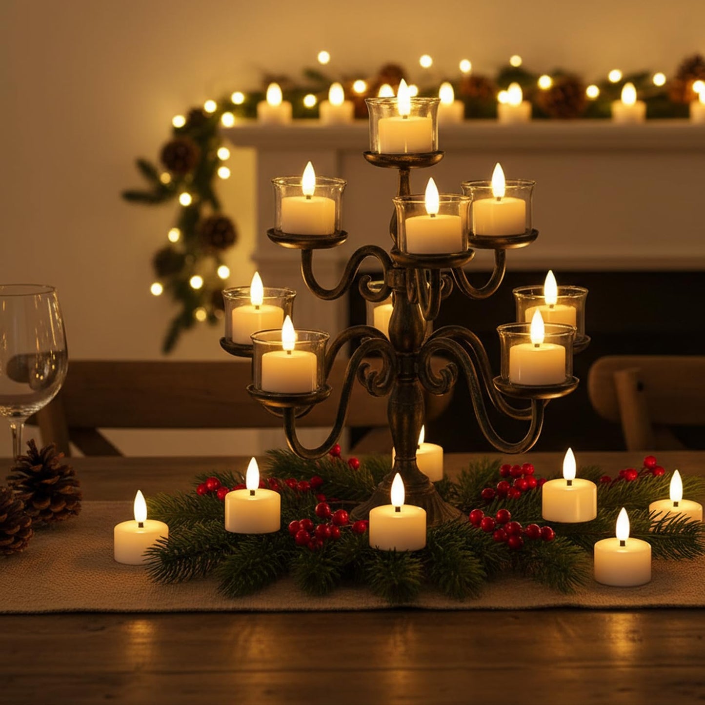 EYUVAA Premium LED Flameless Tea Light Candles, Battery Operated & Flameless Tealights, Smokeless Decorative Lights for Diwali, Wedding, Festive & Home Décor