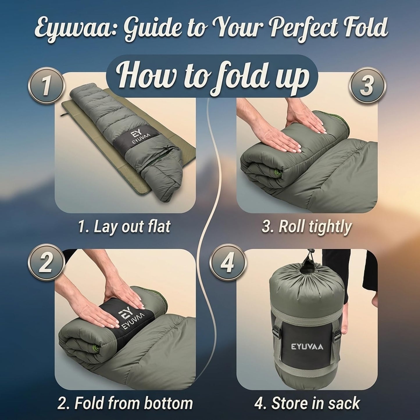EYUVAA Camping Sleeping Bag -5°C to +5°C, Rectangle Shape Winter Sleeping Bag with Faux Fur, Fits Up to 7.2 ft, Lightweight & Compact for Trekking, Hiking & Travel