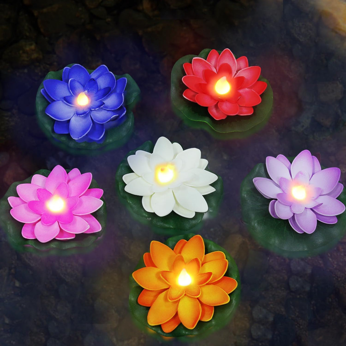 DECOVAA LED Lotus Floating Diya| Waterproof, Battery-Powered, Realistic Lotus Flower Floating Candle for Diwali Décor, Home, Wedding, Mandir, Indoor & Outdoor Decorations (Multicolor)