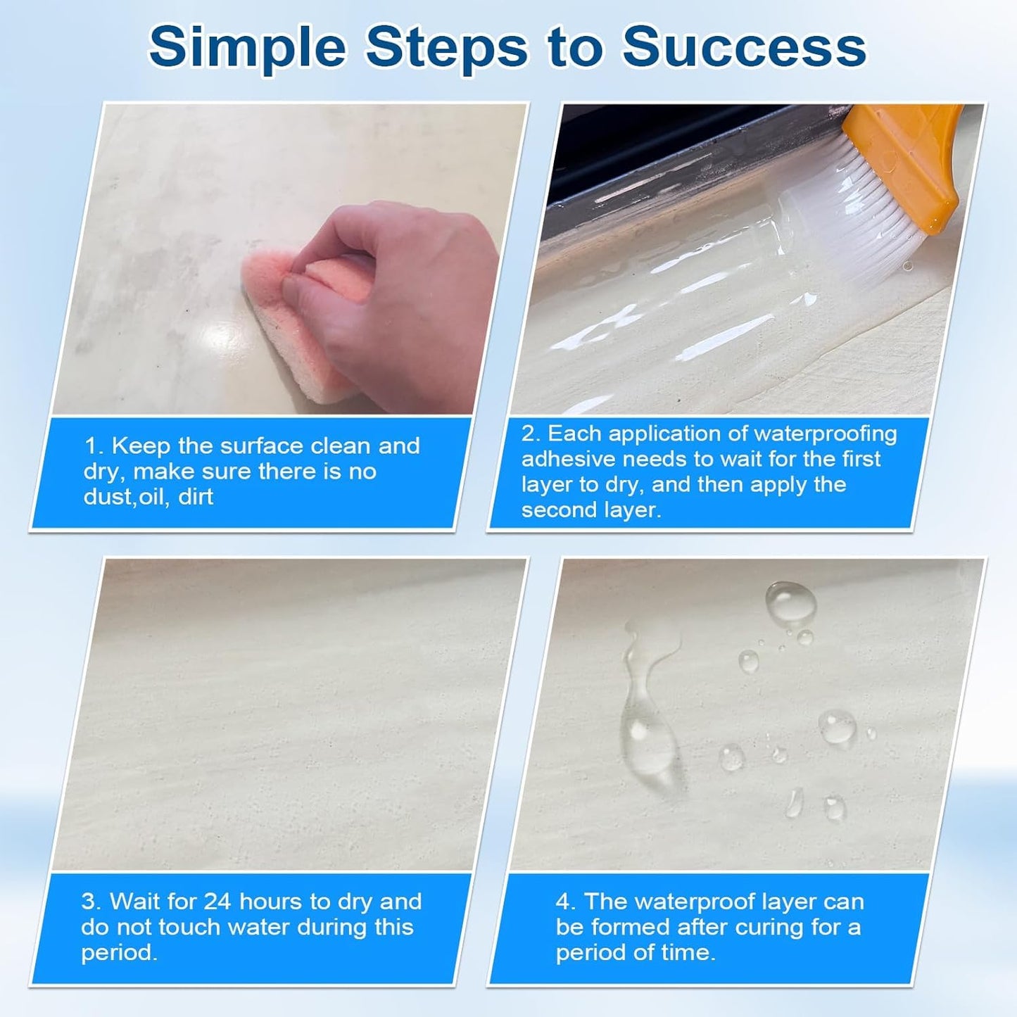 EYUVAA Waterproof Crack Seal Agent with Brush, Transparent Waterproof Glue for Leakage, Invisible Roof Waterproofing Leak Repair Adhesive Solution for Walls, Tiles, Pipes & Gaps