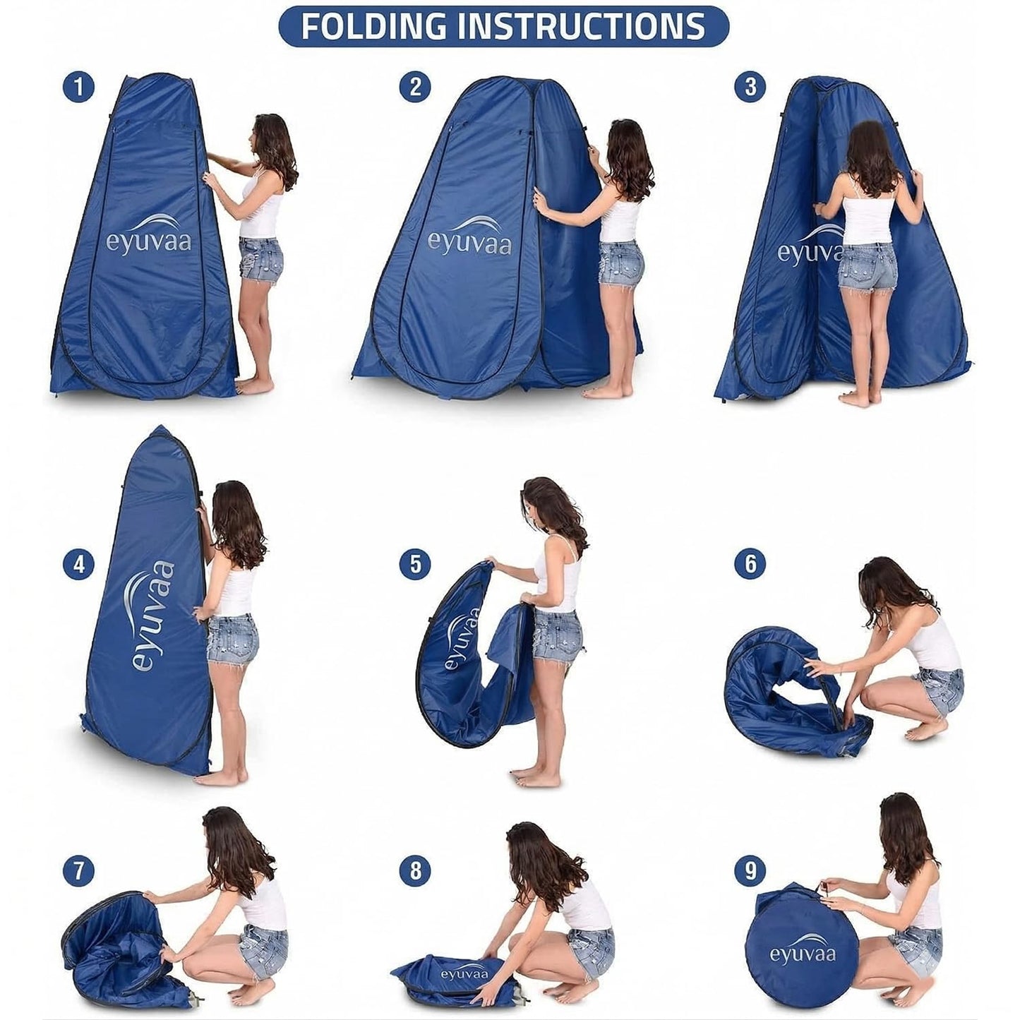 EYUVAA Pop Up Privacy Tent for Changing Clothes, Portable Dressing Room for Women, Foldable Camping Shower and Outdoor Changing Room, Polyester Silver Coated Toilet Tent with Carry Bag
