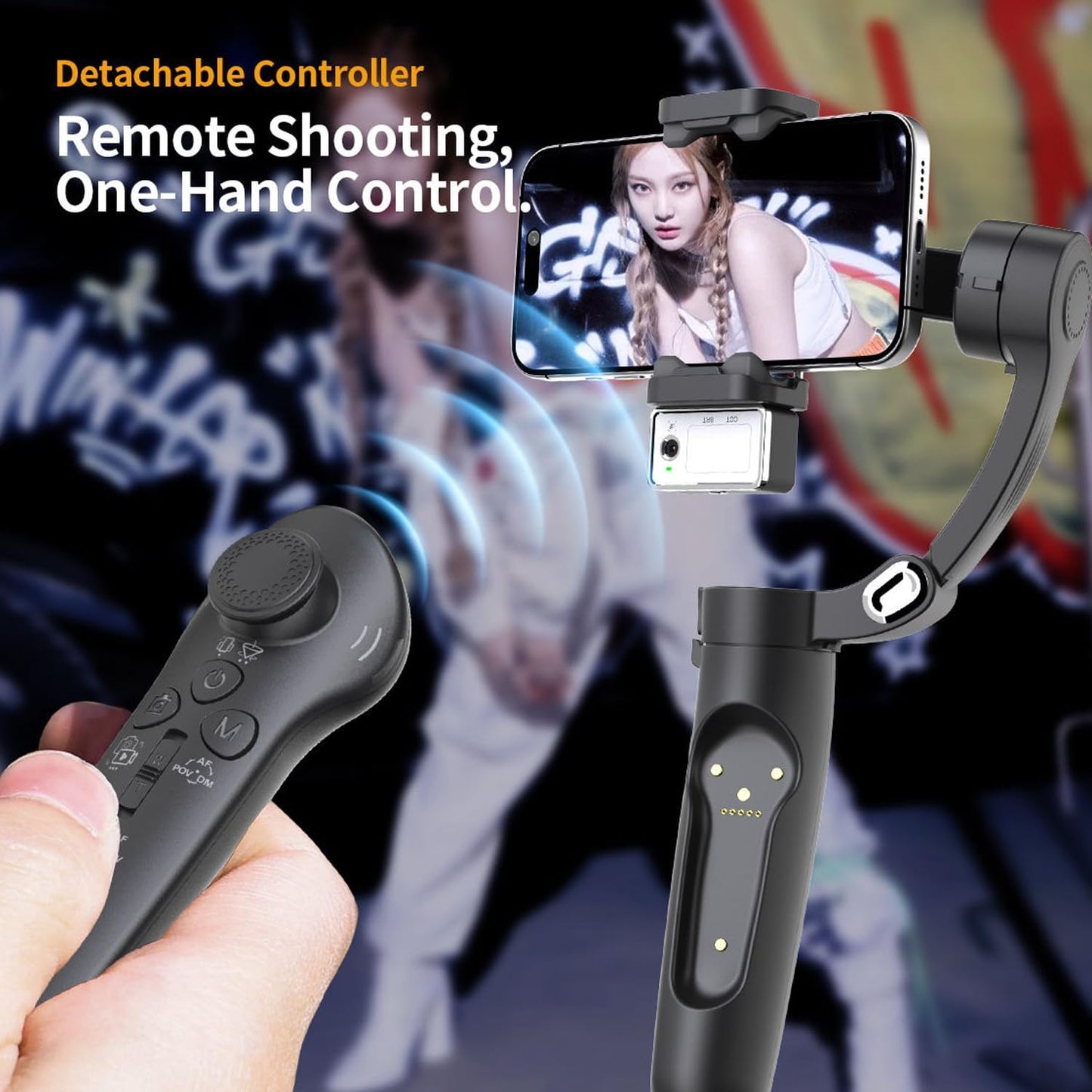 CHAMPKIA 360° Smart Shooting Gimbal with Face & Object Tracking,Auto-Rotation Tripod Stand, Rechargeable Battery & Glowing Lights, Ideal for Vlogging, Live Streaming & Video Calls
