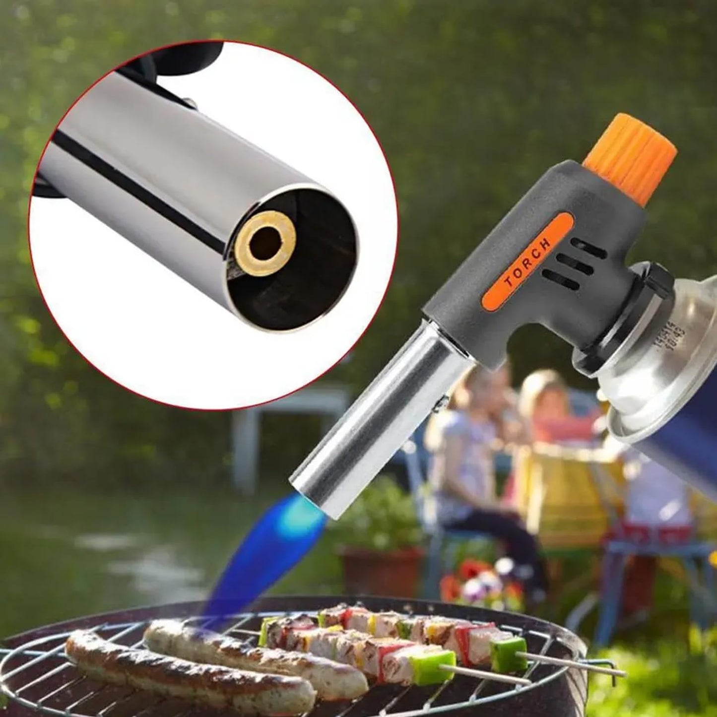EYUVAA Auto Blow Torch with Butane Gas Canister| Adjustable High Flame, Windproof Auto Ignition Culinary Torch for Cooking, BBQ, Camping & Outdoor Use