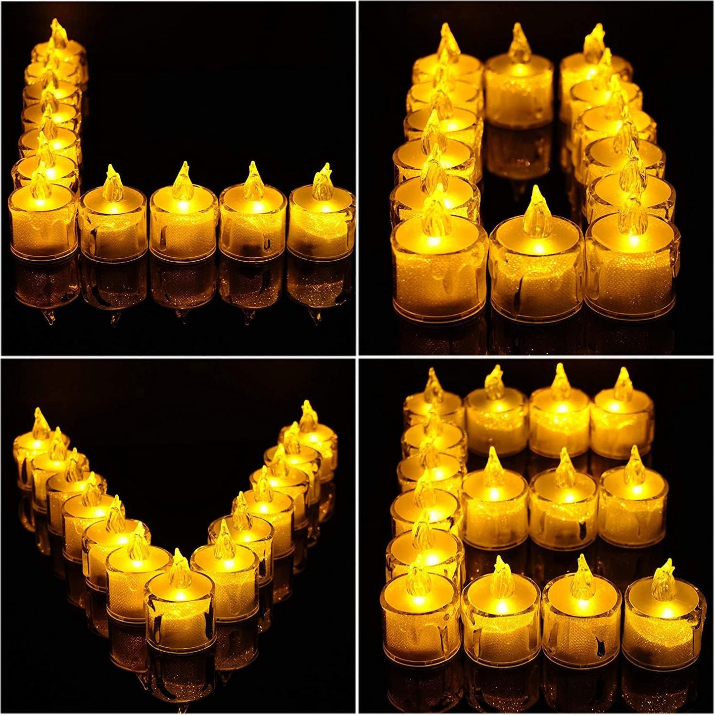 DECOVAA Crystal LED Tealight Candles, Flickering Battery-Operated Flameless Tea Lights Safe for Kids & Pets, Smokeless Decorative Candles for Home Décor, Diwali, Wedding & Home Decoration
