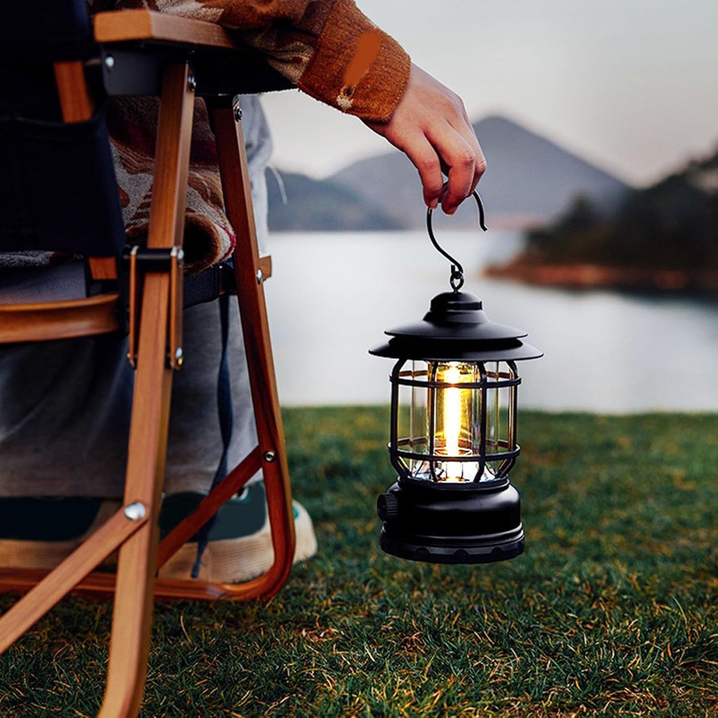 EYUVAA LED Rechargeable Camping Lantern| USB Powered Vintage LED Camping Light, Waterproof and Dimmable Lamp for Outdoor, Hiking, Tent, Home and Emergency Use