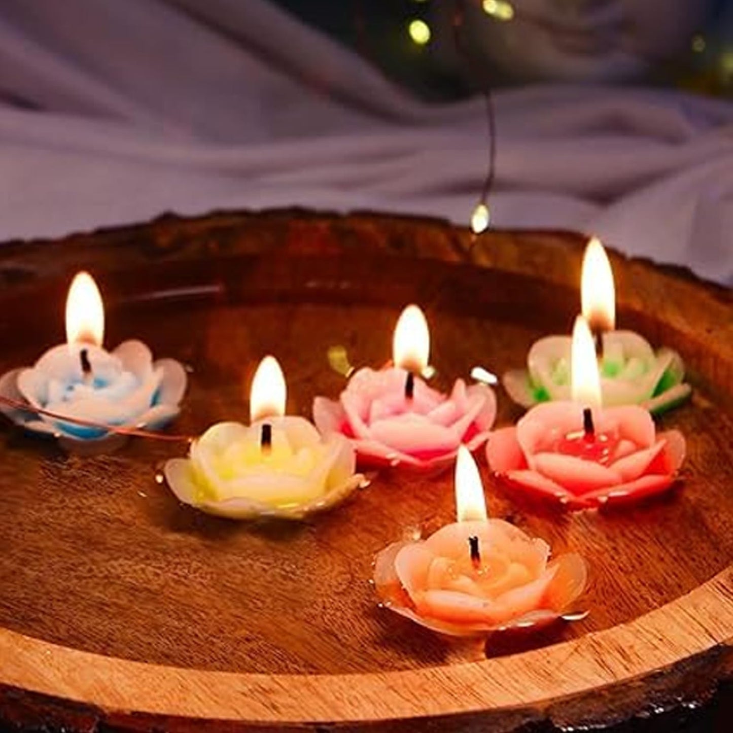 EYUVAA Paraffin Wax Flower Shape Floating Candles, Decorative Floating Wax Candles, Smokeless Rose Tealight Candles for Diwali, Home Decoration, Weddings and Festival