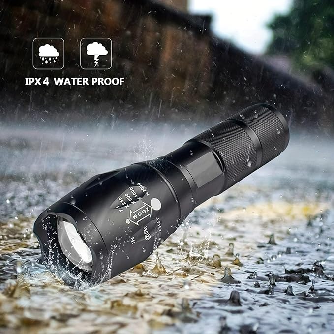 EYUVAA Rechargeable Emergency Torch Light with Universal Battery Charger | Waterproof, Compact, Zoomable Tactical Rechargeable Light for Home, Camping, Hiking, Outdoor & Emergency Use