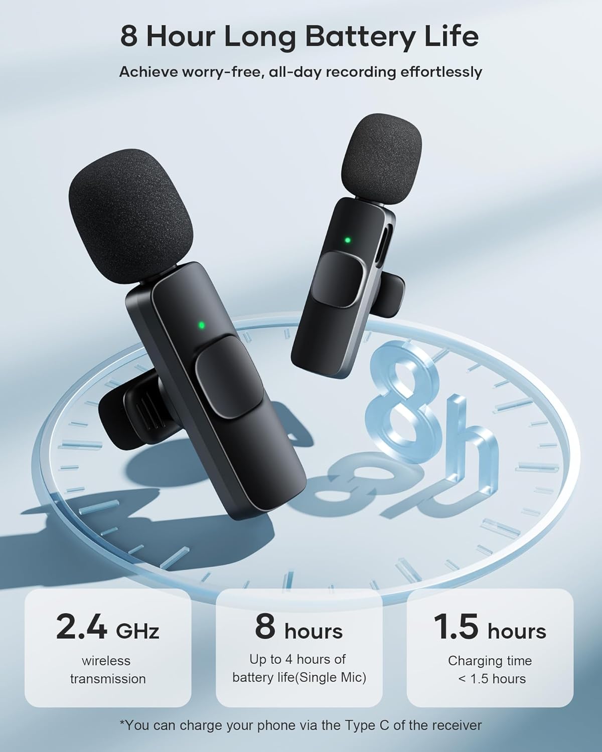 CHAMPKIA K9 Dual Wireless Lavalier Microphone for All Smartphones | Noise Cancellation Dual Mic Set with Receiver for Recording Interviews, Vlogs, YouTube, Reels