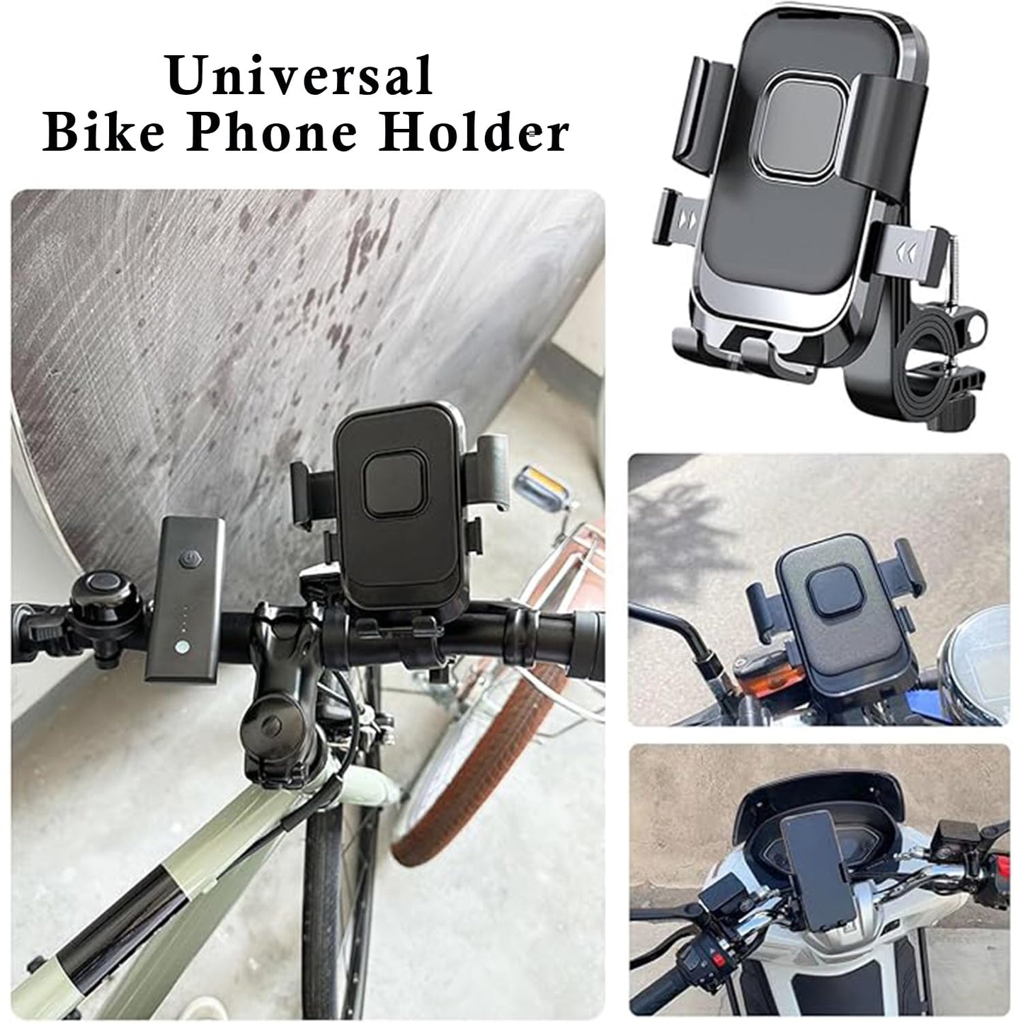 EYUVAA Universal Mobile Holder for Bikes with One Click Locking Phone Holder 360° Rotation Phone Mount Anti-Slip and Adjustable Angle for Motorcycles, Bicycles, E-Bikes, Scooters