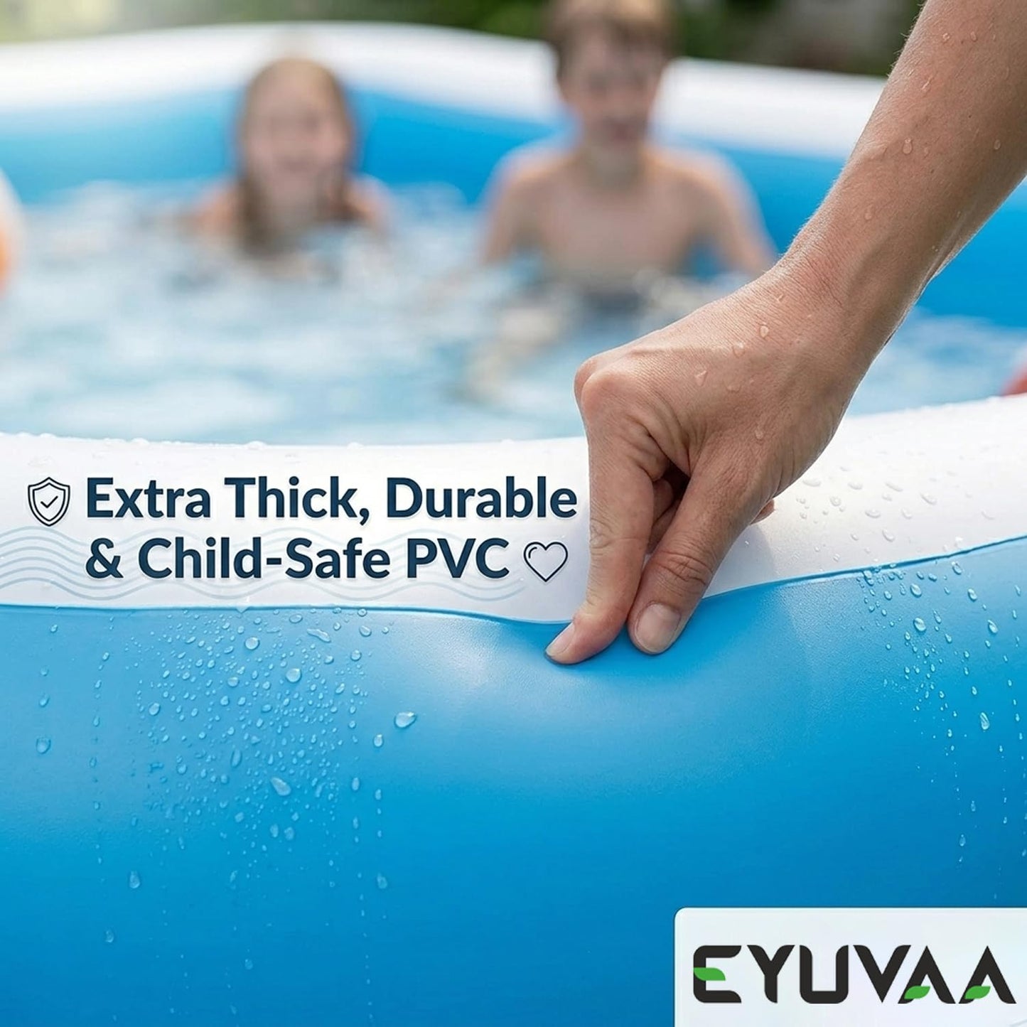 EYUVAA Rectangular Inflatable Swimming Pool Bathtub, Soft Durable PVC Material, 3 Air Chambers, Electric Pump Compatible, Backyard Water Play, Outdoor Garden Summer Fun (10 Feet)