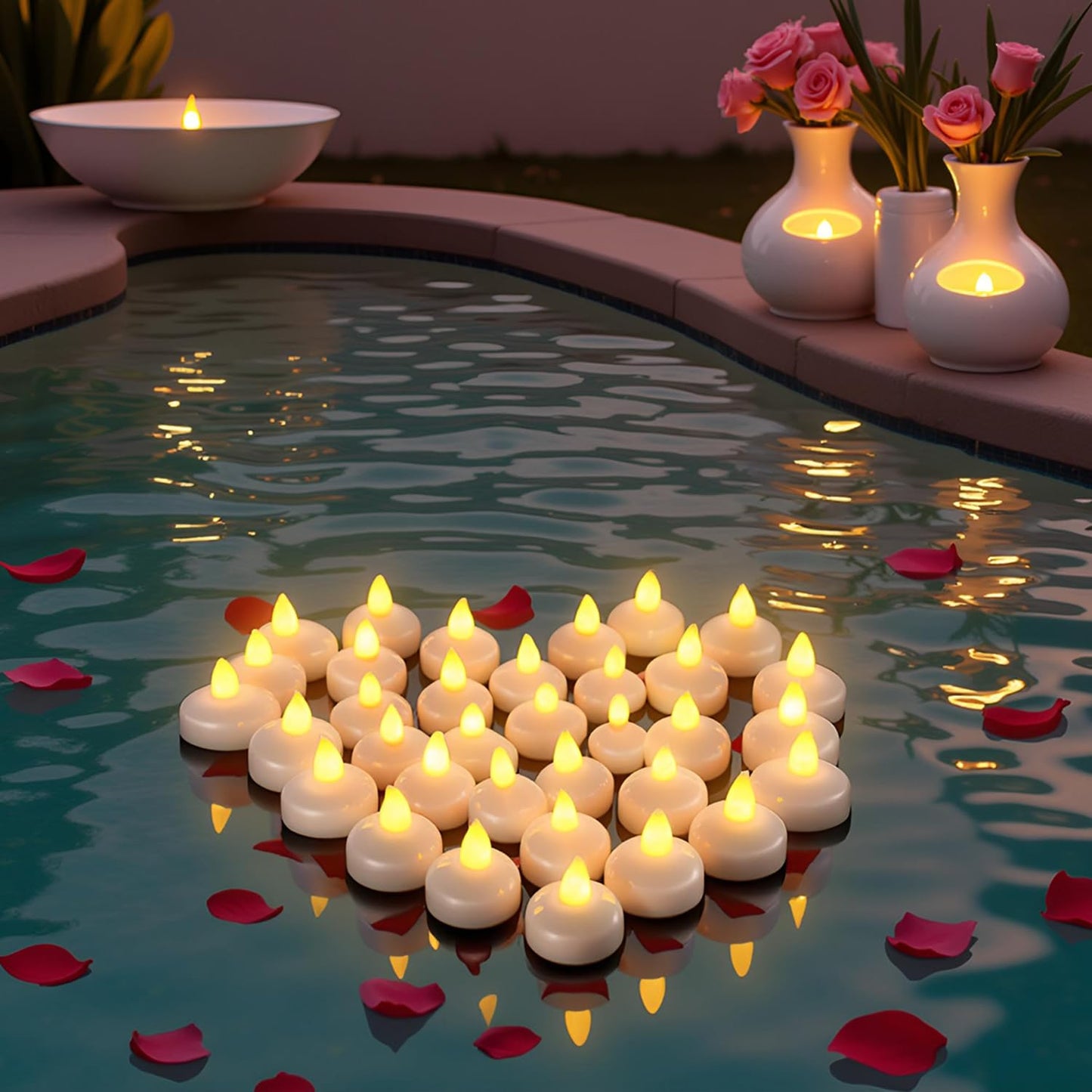 EYUVAA Floating LED Tealight Candles, Battery Operated, Water-Activated, Flameless & Smokeless, Romantic Home Décor, Diwali, Wedding, Party, Festival, Indoor & Outdoor Use