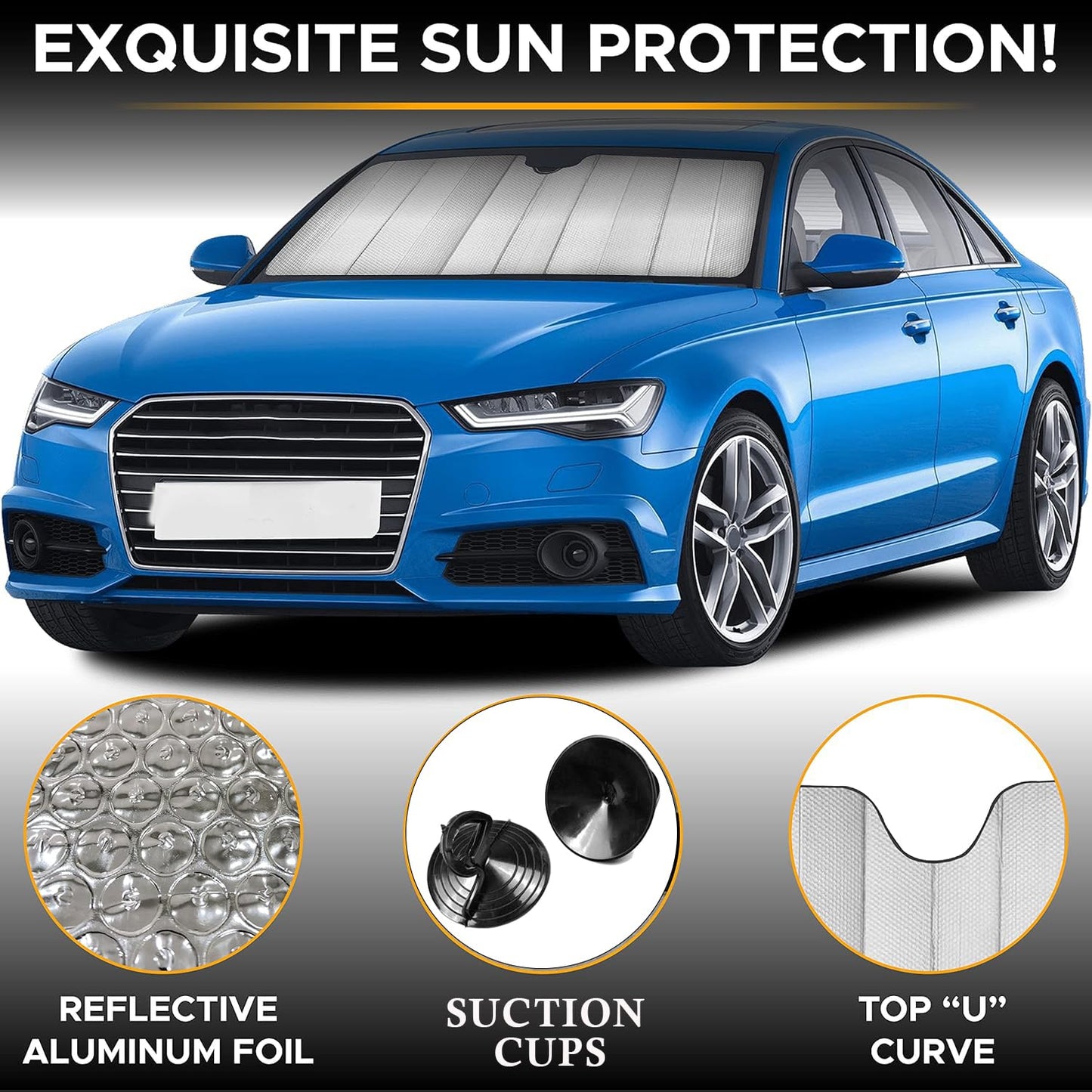 EYUVAA Car Windshield Sunshade Cover Foldable Reflective Blocks UV Rays | Universal Fit Windshield Cover Front Window Protector Shield| Compatible with All Car