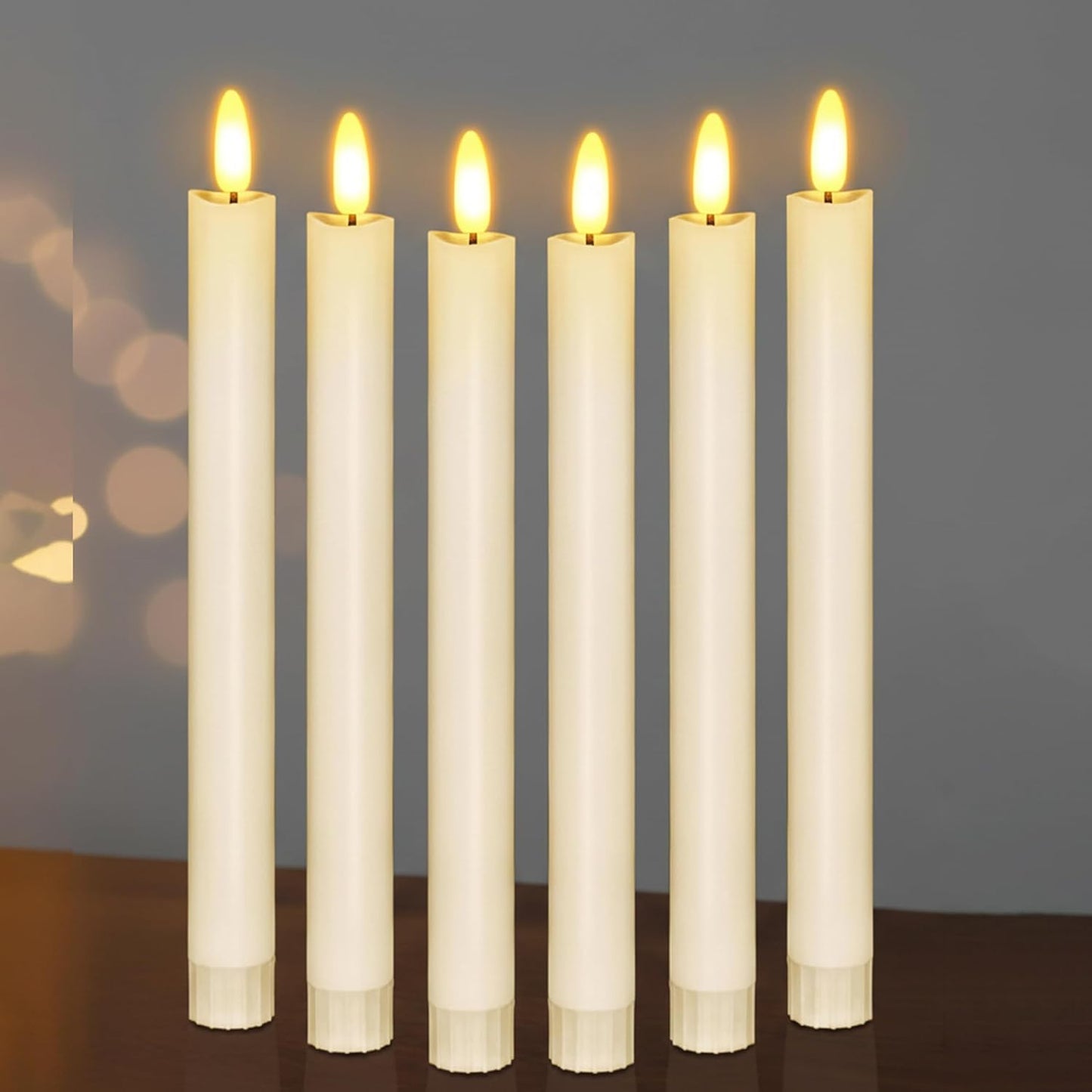 EYUVAA Flameless LED Taper Candle with Realistic 3D Moving Flame| 9 Inch Battery Powered Dripless Candle for Home Décor, Wedding & Festival Use