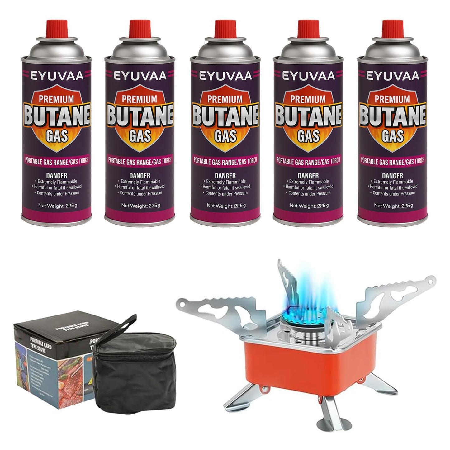 EYUVAA Alloy Steel Portable Gas Stove for Travel with Butane Gas Cylinder, Folding Furnace Outdoor Camping Stove, Lightweight Gas Burner