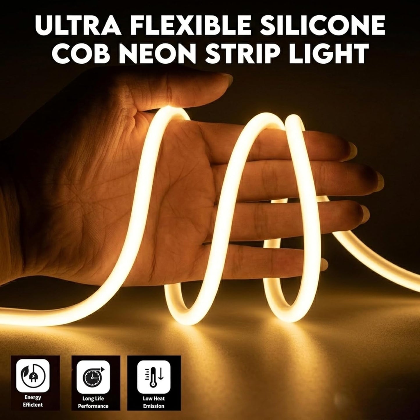 DECOVAA 40 Meter COB Rope Light| 240 LEDs Per Metre Waterproof LED Neon Light for Decoration| Flexible Silicone Strip Light for Bedroom, False Ceiling, Mirror, Wall & Outdoor Décor