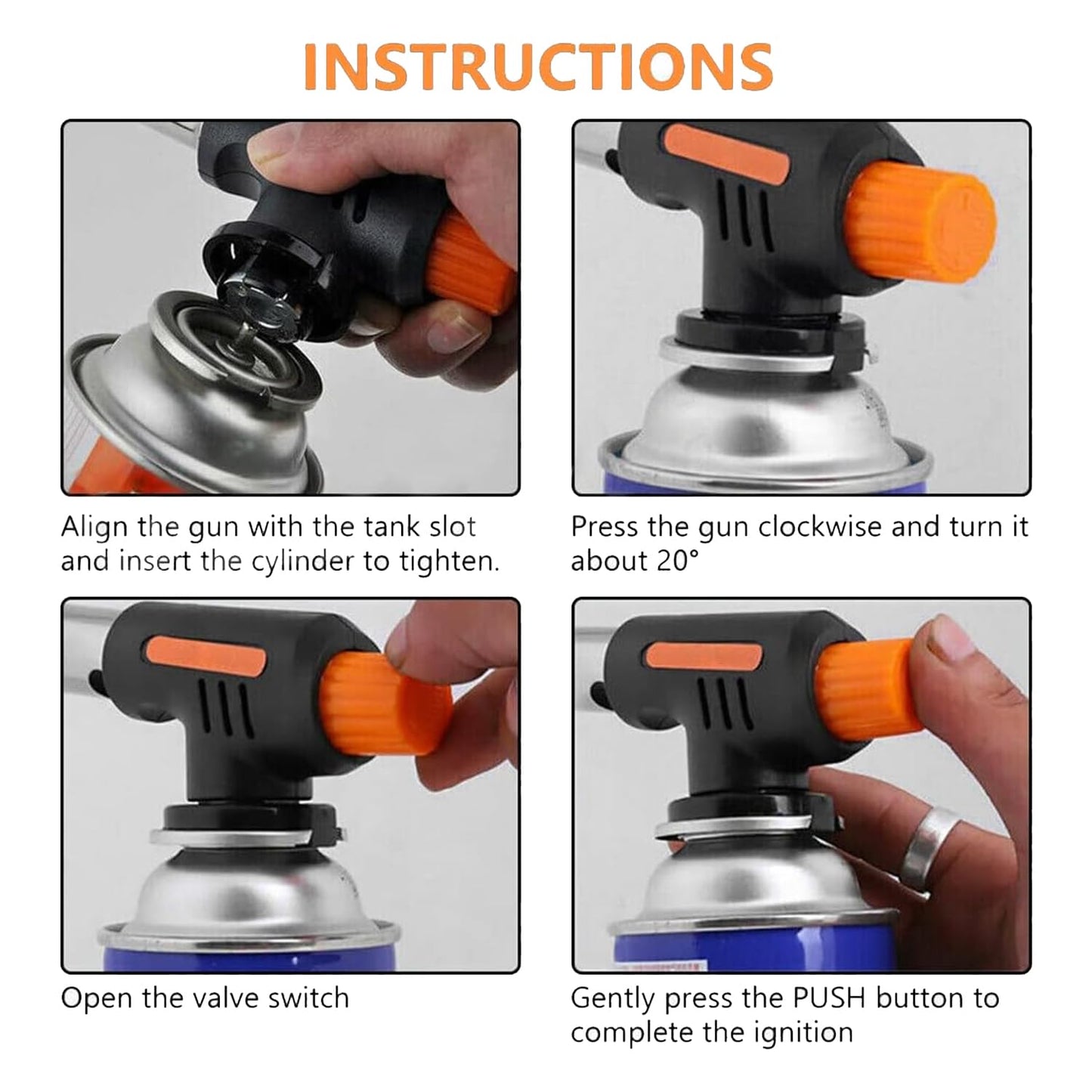 EYUVAA Auto Blow Torch with Butane Gas Canister| Adjustable High Flame, Windproof Auto Ignition Culinary Torch for Cooking, BBQ, Camping & Outdoor Use