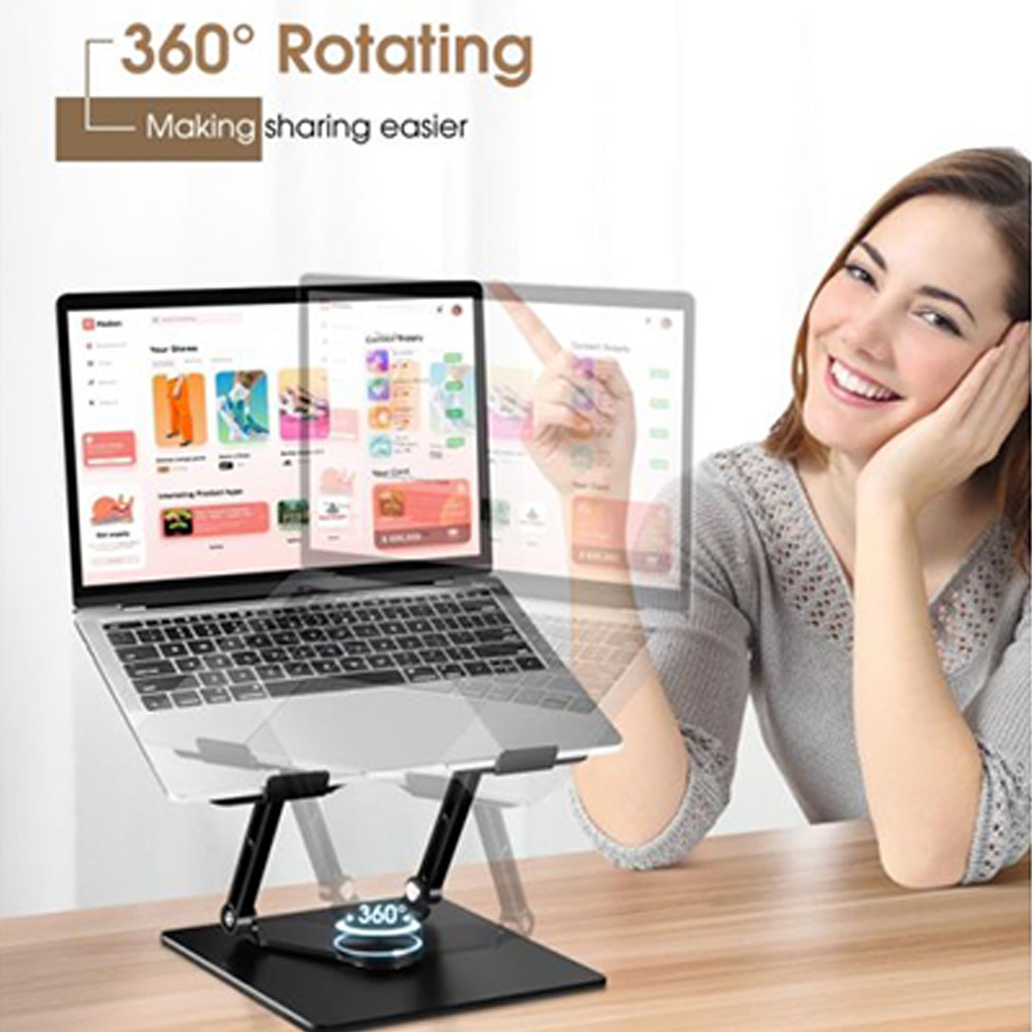 EYUVAA Adjustable Laptop Stand with 360° Rotating Base & Dual Fan Cooling Stand, Wide Compatibility 10-17 inches| Compatible for Tablet, Notebook and All Laptops