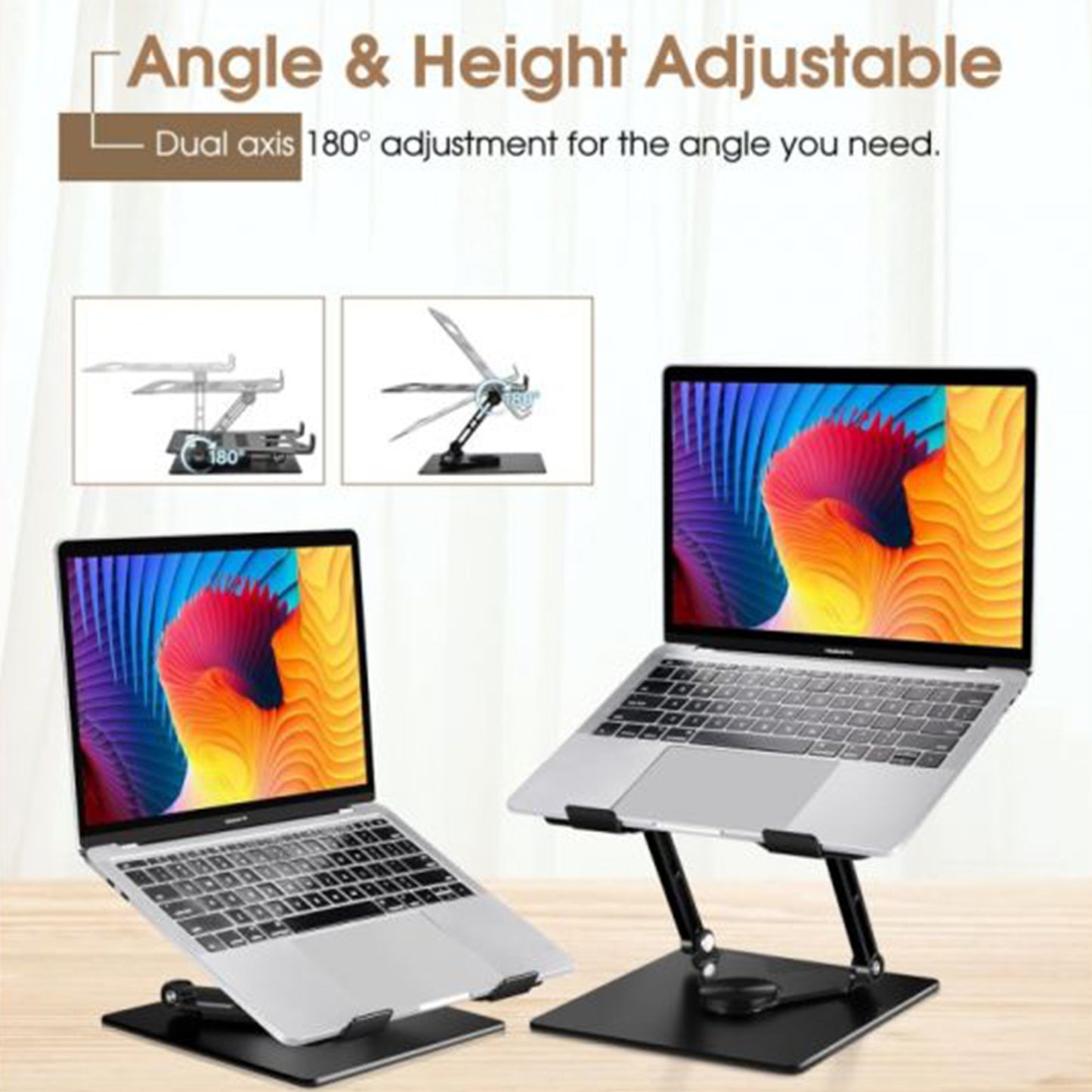 EYUVAA Adjustable Laptop Stand with 360° Rotating Base & Dual Fan Cooling Stand, Wide Compatibility 10-17 inches| Compatible for Tablet, Notebook and All Laptops
