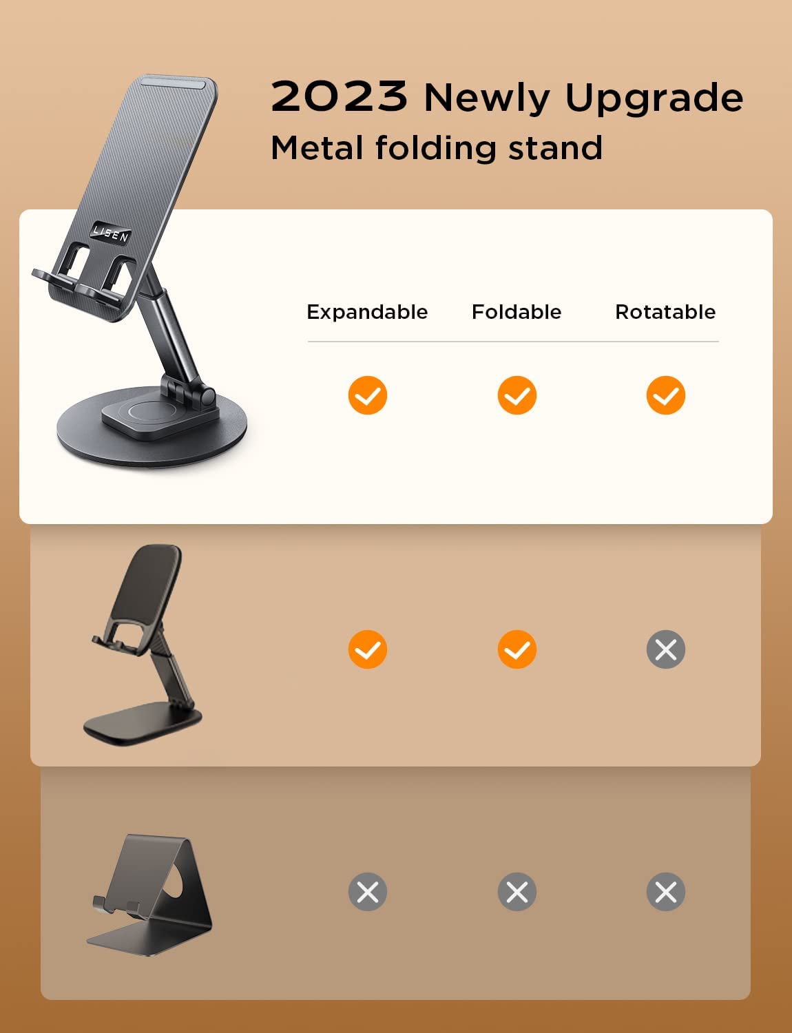 Premium Rotatable Foldable Universal Phone Holder for All Smartphones & Tablet (Black)