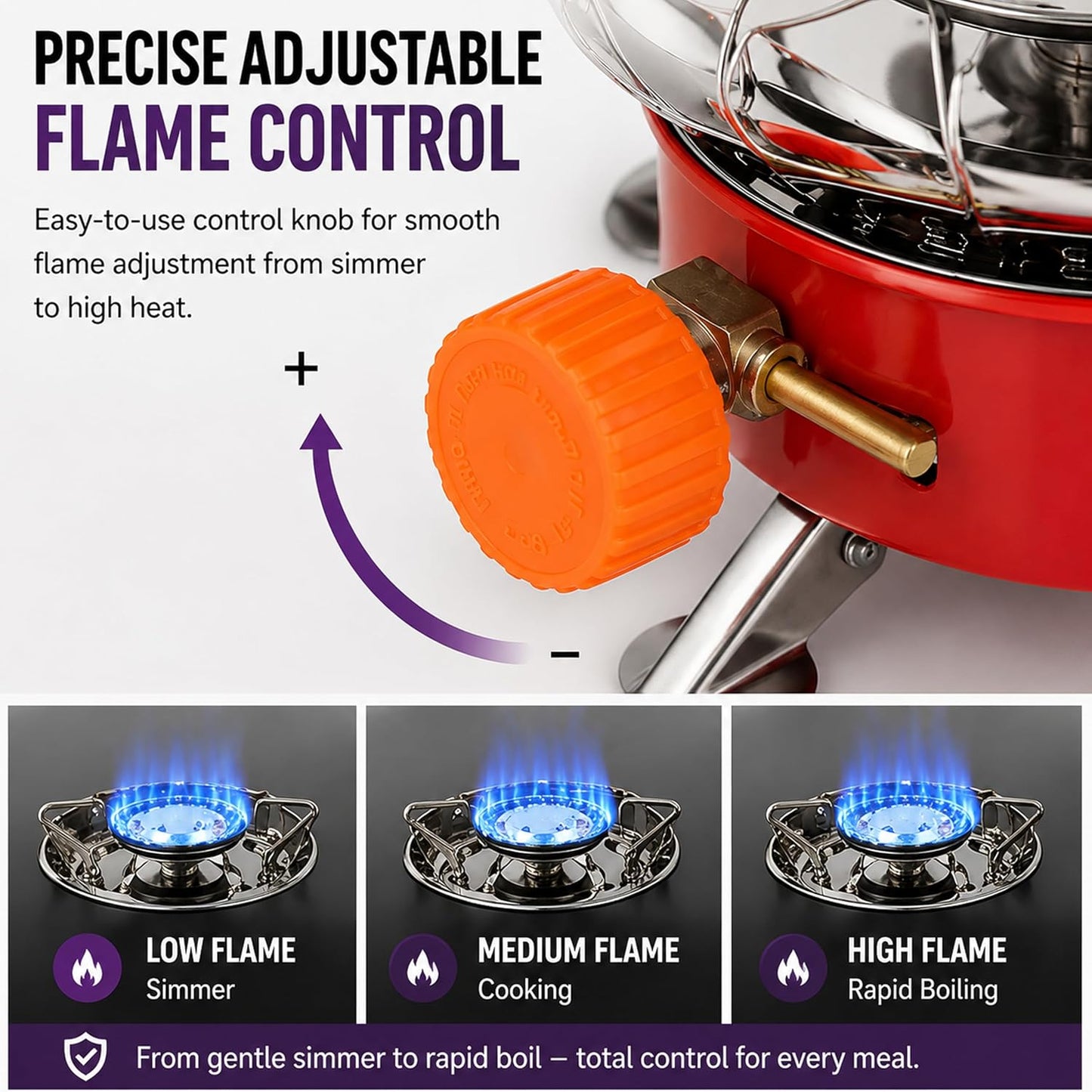 EYUVAA Portable Camping Gas Stove, Windproof Lotus Shape Butane Gas Burner, Foldable Ultra-Light Backpacking Cooking Stove with Carry Bag for Camping, Hiking, Trekking, Picnic & Outdoor Cooking
