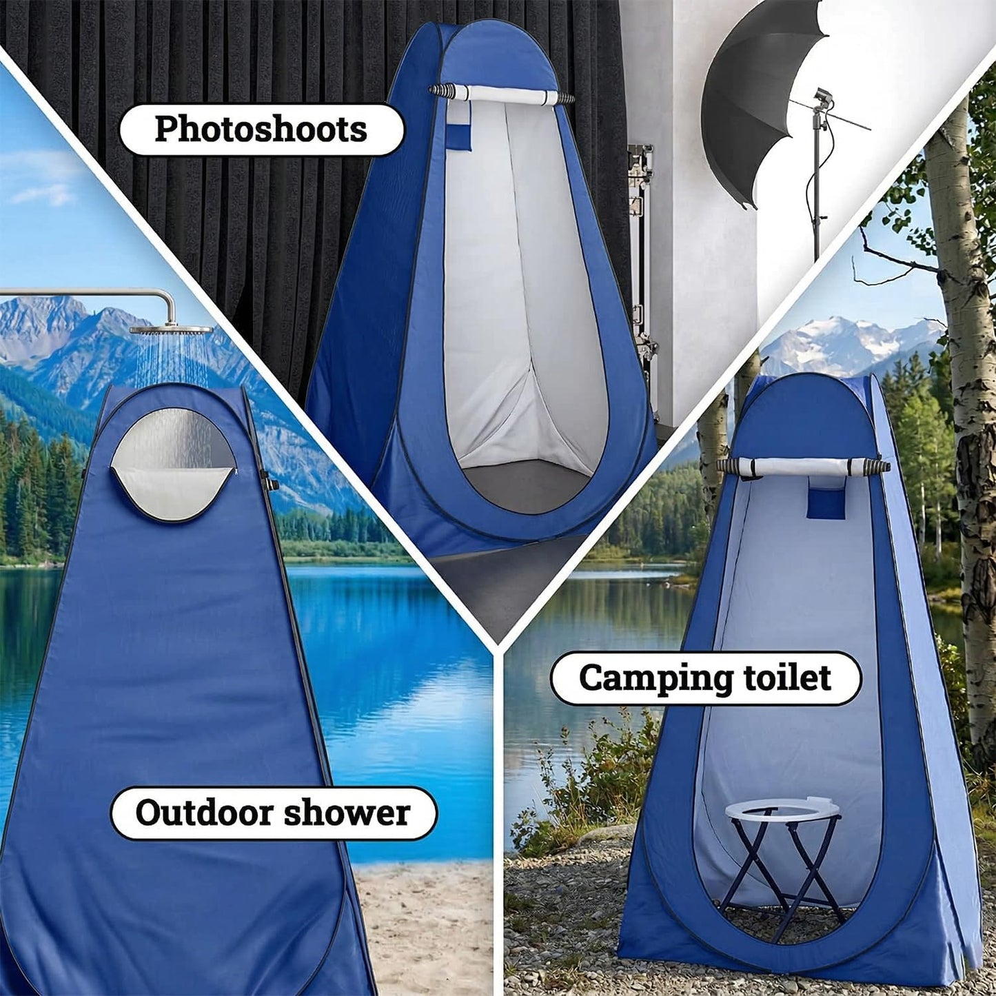 EYUVAA Pop Up Privacy Tent for Changing Clothes, Portable Dressing Room for Women, Foldable Camping Shower and Outdoor Changing Room, Polyester Silver Coated Toilet Tent with Carry Bag
