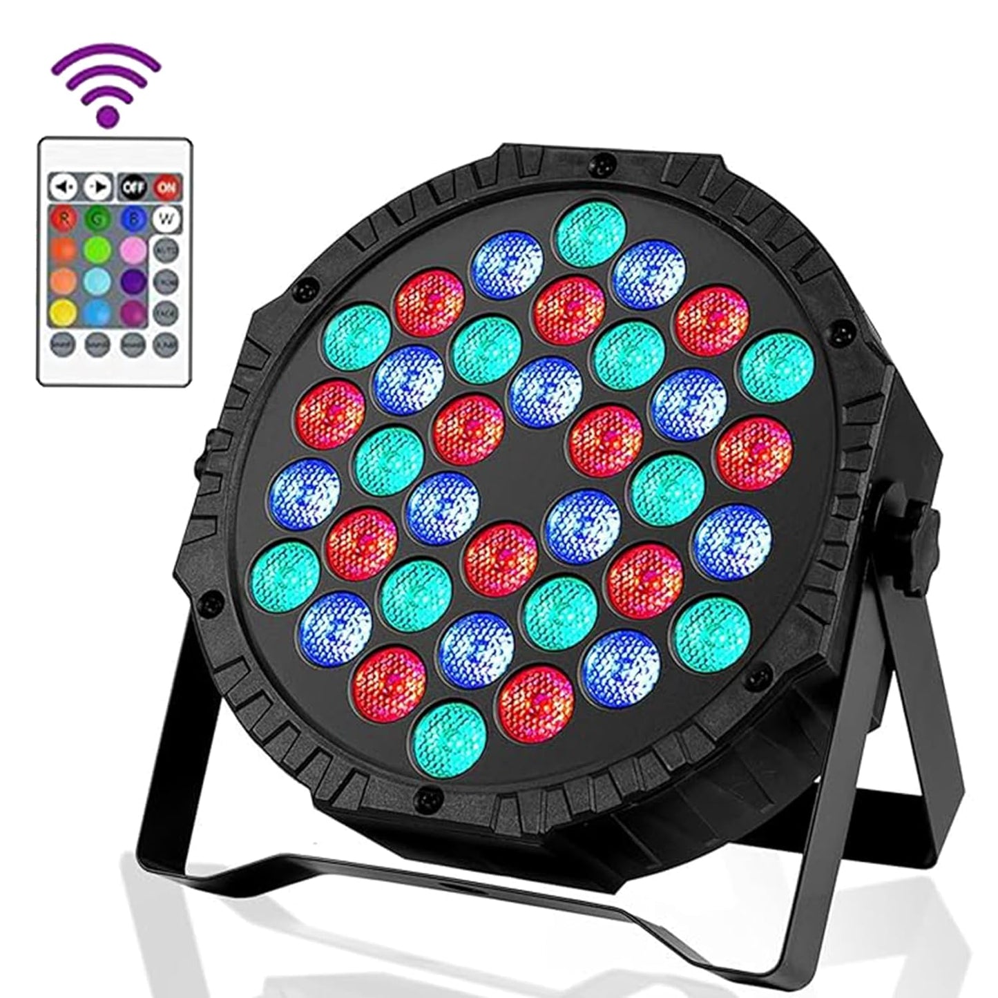 EYUVAA 36 LED Stage Lights RGB DJ LED Par Light with Remote & DMX Controlled Sound Activated Auto Play Uplights for Wedding, Live Shows, Holiday, Dance Party or Stage Lighting