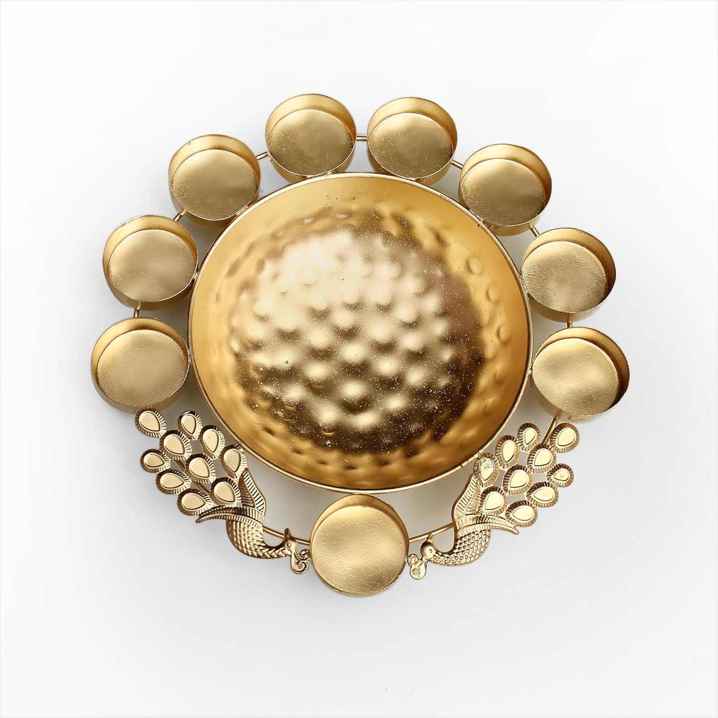 EYUVAA Peacock Urli With Tealight Holder| Diya Decorative Bowl for Floating Candles and Flowers, Home Décor, Weddings, Diwali Celebration