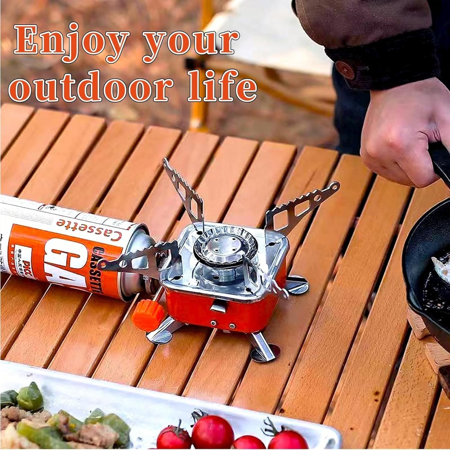 EYUVAA Alloy Steel Portable Gas Stove for Travel with Butane Gas Cylinder, Folding Furnace Outdoor Camping Stove, Lightweight Gas Burner