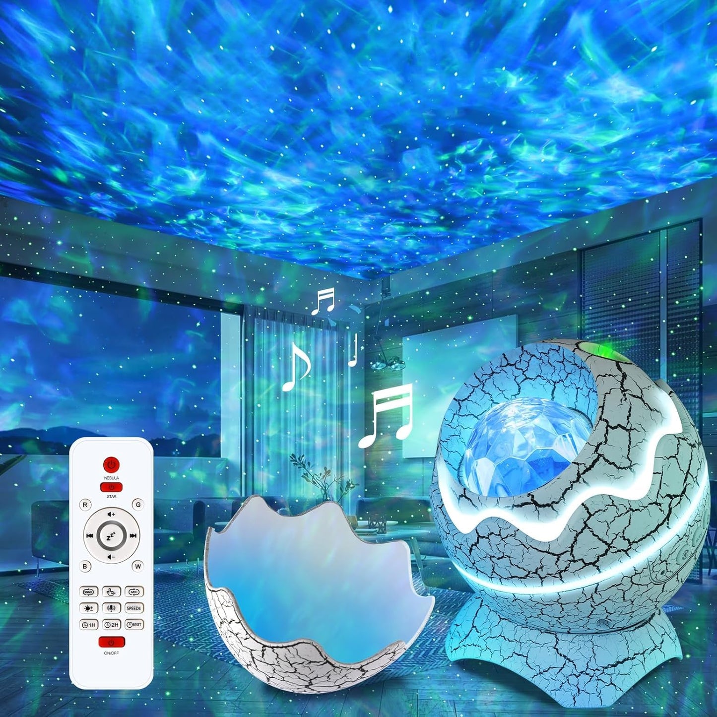 EYUVAA 4-in-1 Star Projector Night Light for Bedroom| Galaxy Light Projector, Night Lamp for Kids with Bluetooth Speaker, Remote Control, Home Decor Lamp