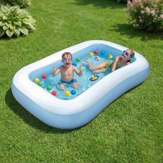 EYUVAA Rectangular Inflatable Pool for Kids | Full-Sized Swimming Bathtub, Outdoor Backyard Water Play, Summer Fun, Durable Child-Safe PVC, Quick Inflate & Deflate Pool (5.5 Feet)