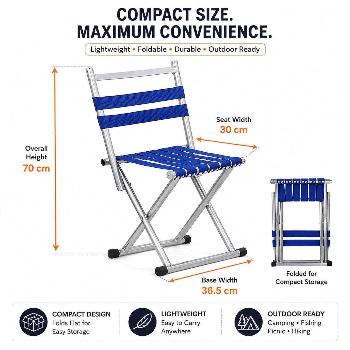 EYUVAA 2-in-1 Foldable Camping Chair & Stool, Stainless Steel Portable Lightweight Folding Chair,Heavy Duty Outdoor Chair for Camping, Hiking, Fishing, Picnic, Beach, Garden & Travel