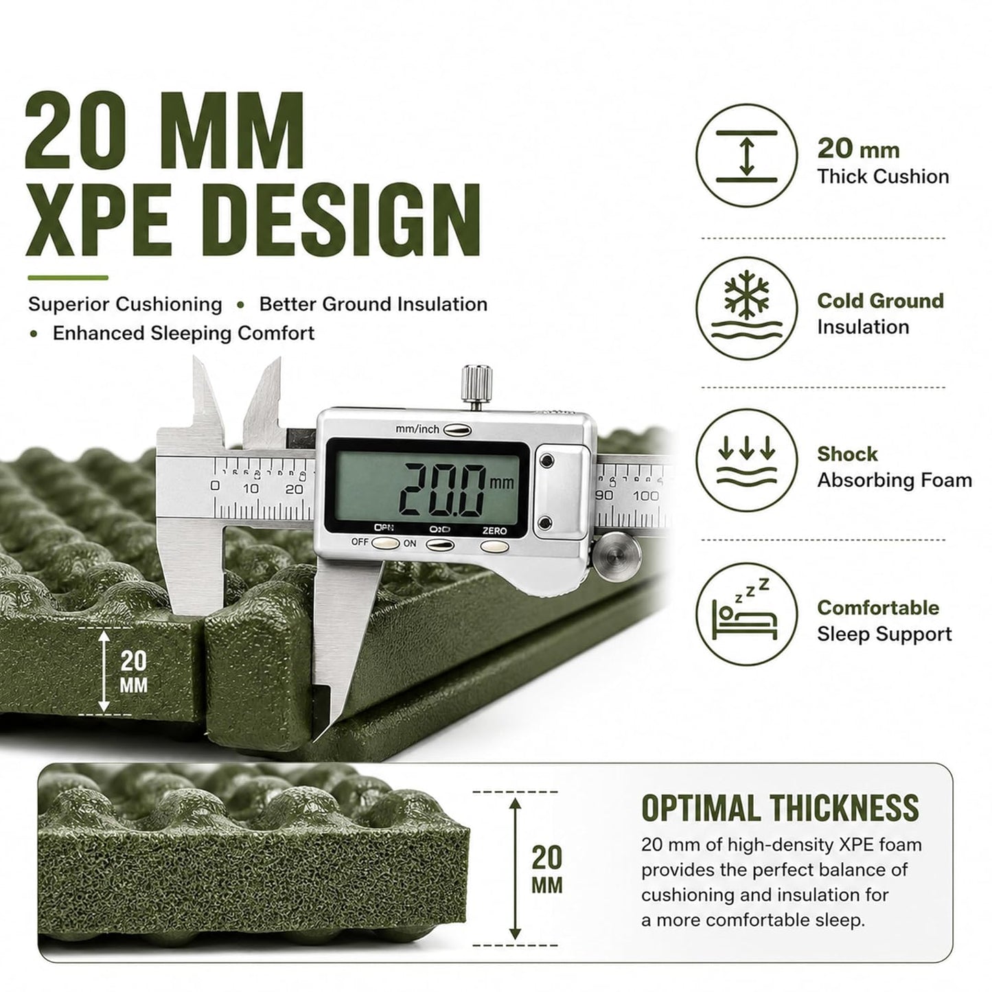 EYUVAA Camping Sleeping Mat, Foldable Waterproof Sleeping Pad, Lightweight Camping Mattress with Egg Crate Design for Hiking, Trekking, Backpacking, Tent Camping & Outdoor Travel