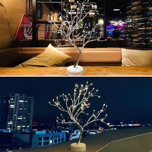 Rice Led Tree Lamp Tabletop Bonsai Tree Light Warm White Fairy Lights with Touch Switch