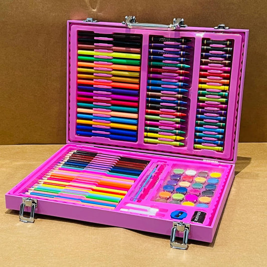 EYUVAA Deluxe 128 Piece Art Set| Portable Art & Craft Painting Box for Kids, Adults, and Artists| 128 pcs Drawing Kit with Crayons, Sketch, Watercolor Cakes and Colored Pencils