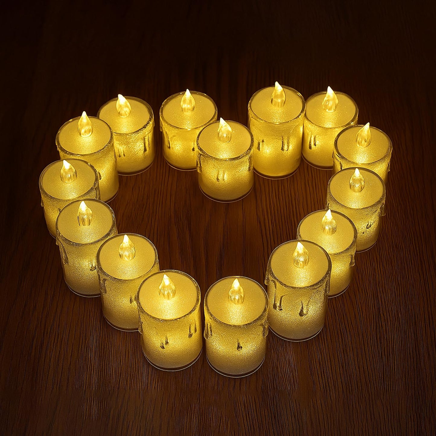 EYUVAA Crystal LED Tealight Candles| Smokeless Candle| Battery Operated Flickering Tea Lights, Electric Decorative Diyas for Diwali, Wedding, Christmas, Gifting & Home Decoration