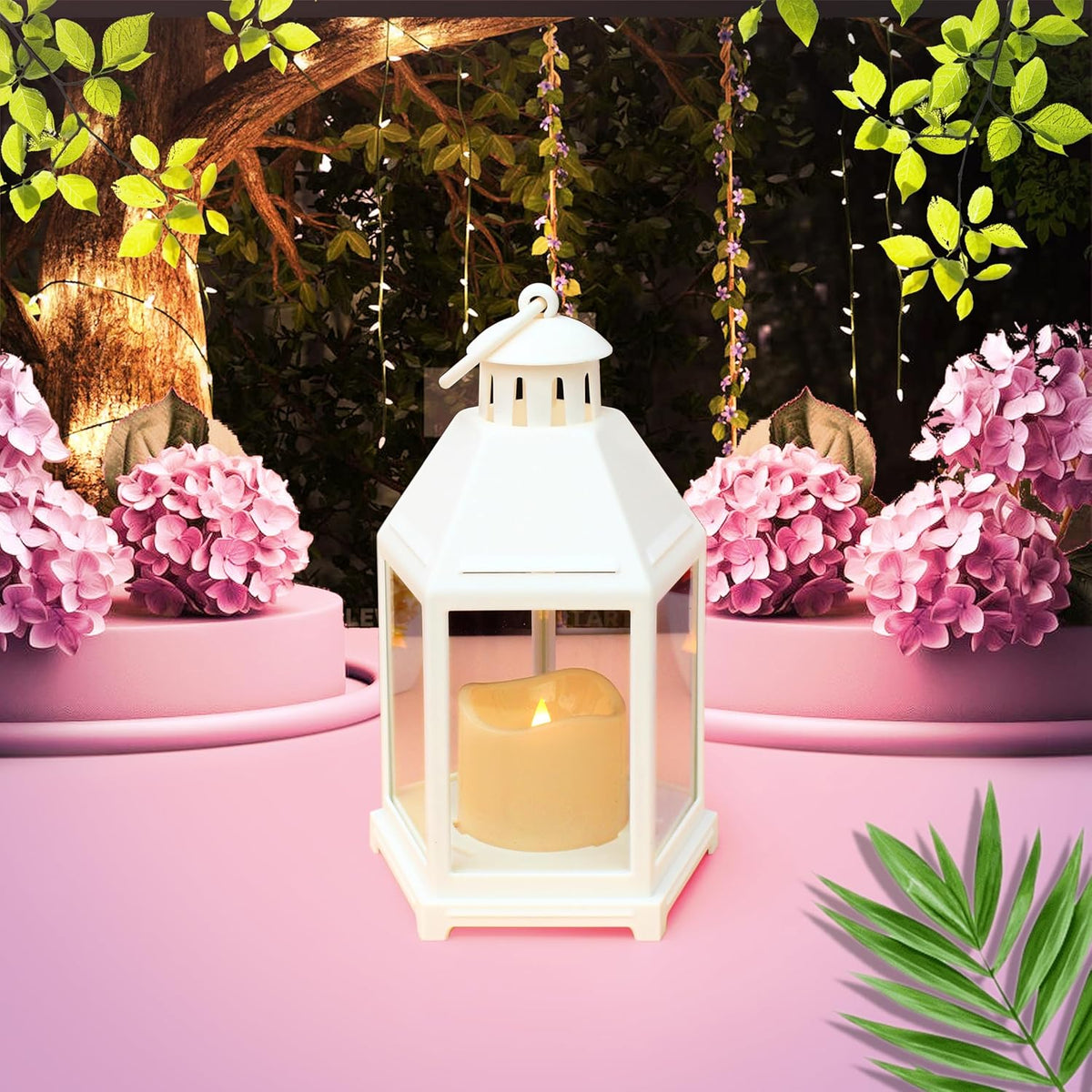 DECOVAA Vintage Lantern with Flickering Effect LED Pillar Candle Battery Operated Wall Hanging Lamp Decorative Lantern, Flameless Antique Glass Candle Holder for Home Decor, Diwali