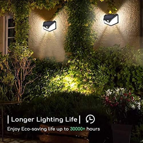 Solar wall Light Lamp Outdoor Motion Sensor Interaction Out Door Garden Wall 100 Led Lamp with 3 Modes