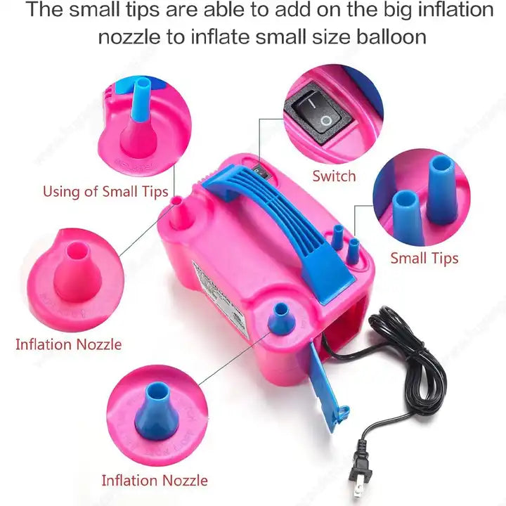 Dual Nozzle Electric Balloon Pump, Portable Electric Balloon Blower Machine Balloon Air Pump