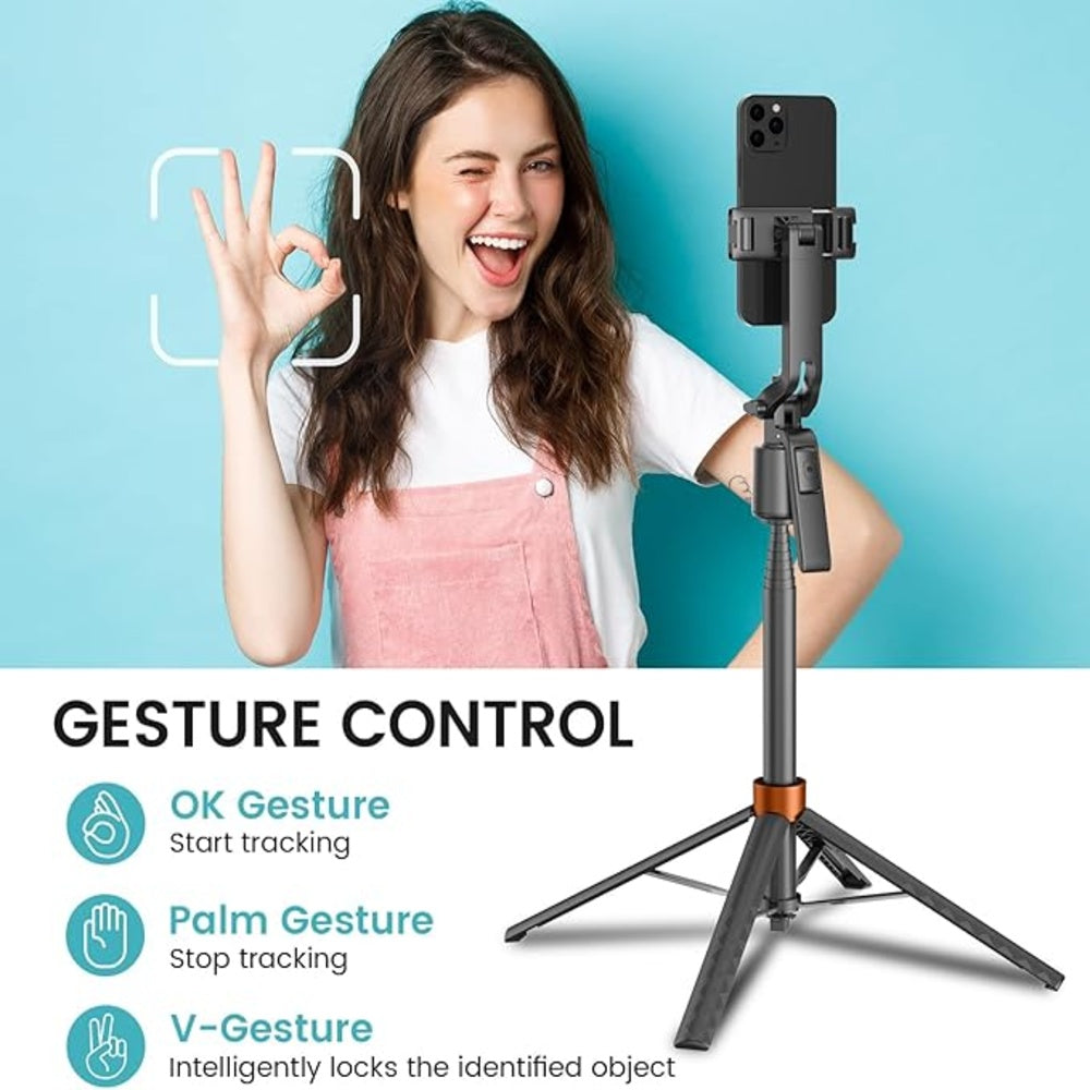 EYUVAA Selfie Stick AI auto face Tracking, 70-inch Long Rod with Bluetooth Remote for Hands-Free Vlogging & Video Shooting Compatible for All Smartphones