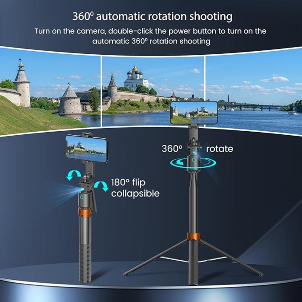 EYUVAA Selfie Stick AI auto face Tracking, 70-inch Long Rod with Bluetooth Remote for Hands-Free Vlogging & Video Shooting Compatible for All Smartphones