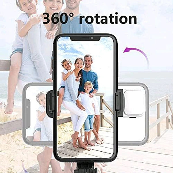 EYUVAA 3-in-1 Selfie Stick Tripod with LED Light 40 inch Extendable Mobile Stand with Bluetooth Remote 360° Rotation & 140° Tilt Portable Phone Tripod for Selfies, Vlogging & Video Recoding