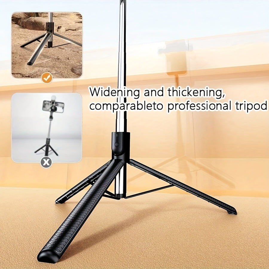 EYUVAA 1.7 Meter Selfie Stick with Tripod, Bluetooth Remote & Rechargeable LED Fill Light | 360° Rotating Phone Holder, Adjustable Height Stand for Mobile Photography & Video Recording
