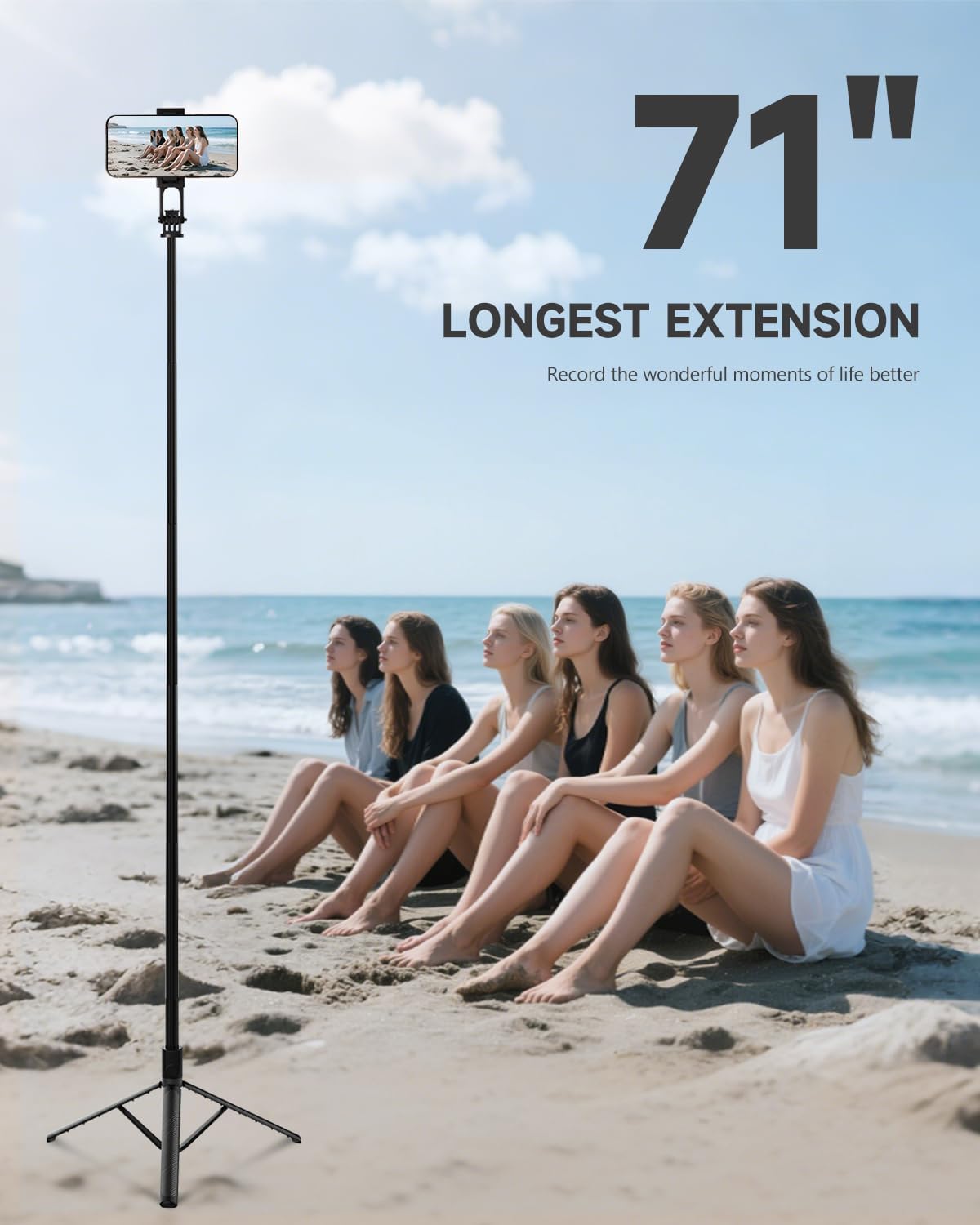 EYUVAA Selfie Stick Tripod for Mobile, Extendable 71inch with 360° Rotation Phone Holder, Bluetooth Remote for Vlogging, Photography & Video Recoding Compatible with All Smartphones