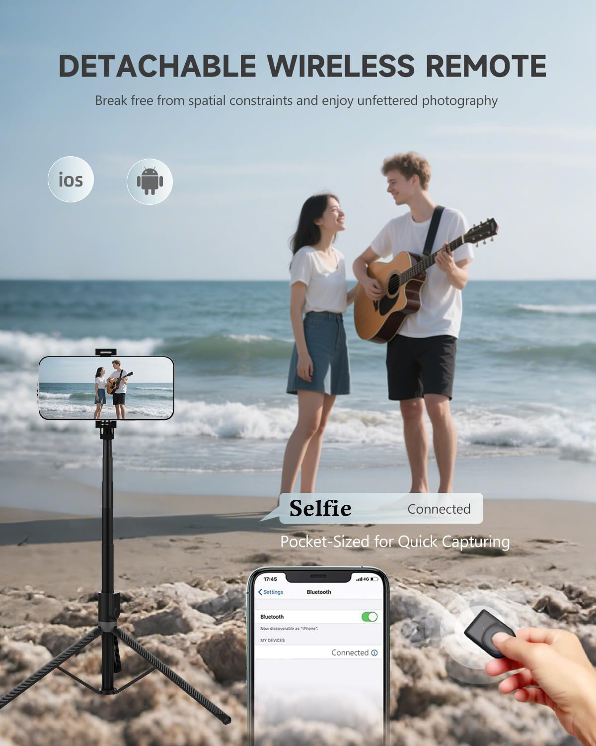 EYUVAA Selfie Stick Tripod for Mobile, Extendable 71inch with 360° Rotation Phone Holder, Bluetooth Remote for Vlogging, Photography & Video Recoding Compatible with All Smartphones