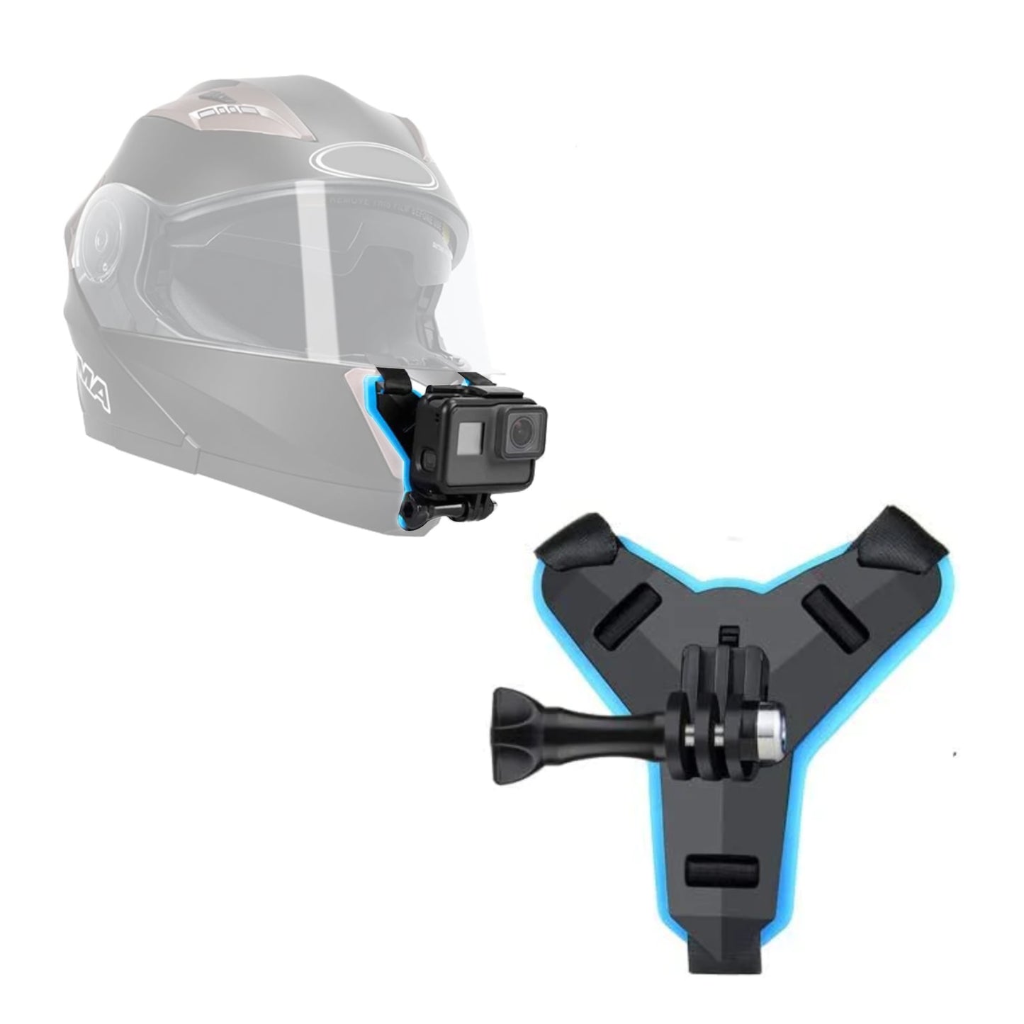 EYUVAA Helmet Strap Mount Front Chin Mount for GoPro Hero Session, SJCAM, AKASO, Campark Action Camera Helmet Mount Curved